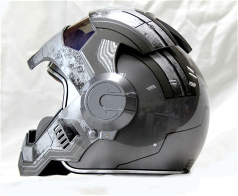 automatic man dot iron man helmet DOT Certified Flip Up Silver Iron Man Motorcycle Helmet – Gentleman Rides