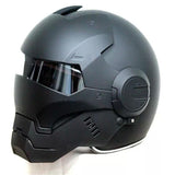 DOT Certified Flip Up Matt Black Iron Man Motorcycle Helmet