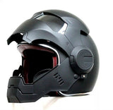 DOT Certified Flip Up Matt Black Iron Man Motorcycle Helmet
