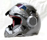 DOT Certified Flip Up Silver Iron Man Motorcycle Helmet