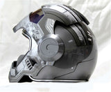 DOT Certified Flip Up Silver Iron Man Motorcycle Helmet