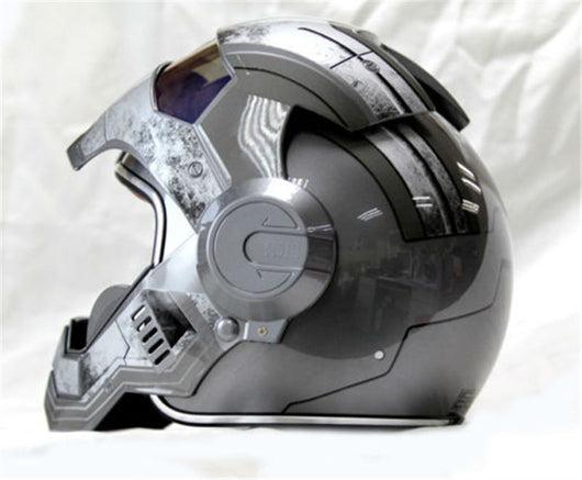 helmet dot certification iron man DOT Certified Flip Up Silver Iron Man Motorcycle Helmet – Gentleman Rides