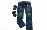 Motorcycle Slim Demin Jeans w/ Drop Resistance Protector