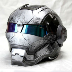 DOT Certified Flip Up Silver Iron Man Motorcycle Helmet